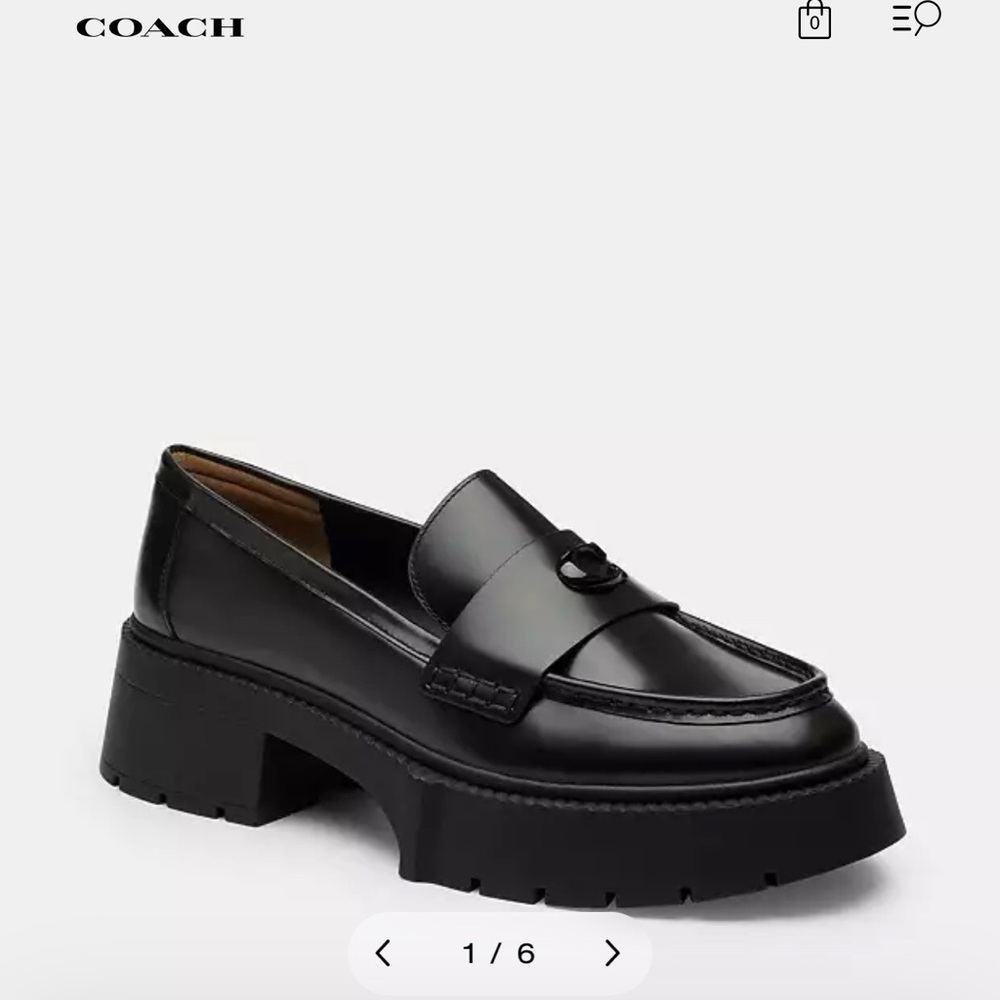 Coach Women's Black Leather Leah Loafers